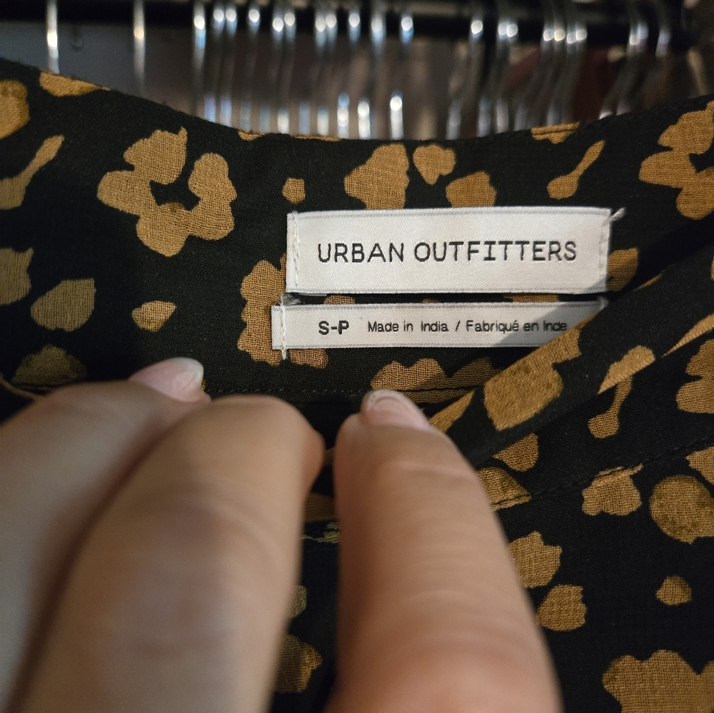 Urban Outfitters Black and Tan Animal Print Blouse